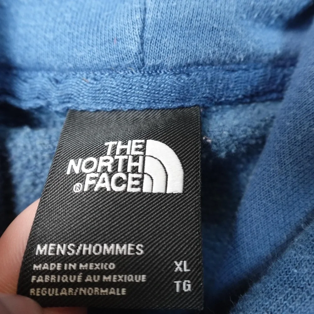 North Face Hoodie Mens XL Blue Logo Fleece Pullover Sweatshirt Sweater Outdoor